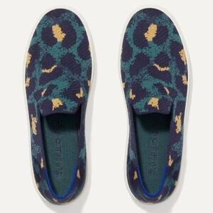 NEW Rothy's Blue Spot Leopard Print Sneakers Size 6.5